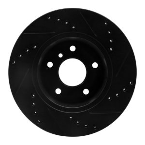 Land Rover Discovery Brake Rotor (1) - Front Left - R1 Concepts - Drilled & Slotted - Black - `99-`04